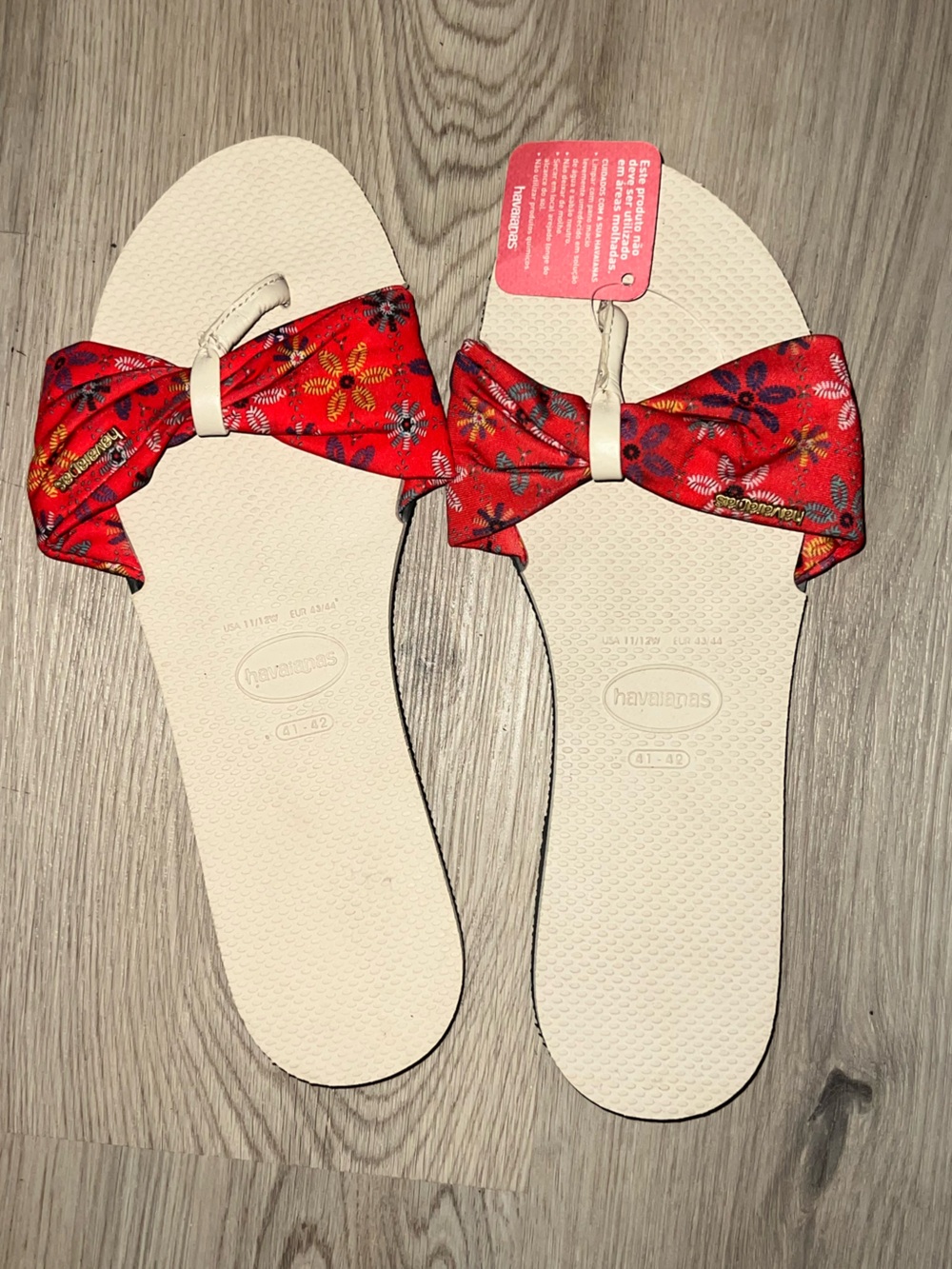 Havaianas Women's Flower Print Sandals Size 11/12W | NWT Flip Flops Beach Summer
